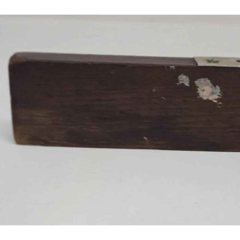 Antique Wood Spirit Level Brass Vial Plate Made in USA Plumb Carpenter Tool